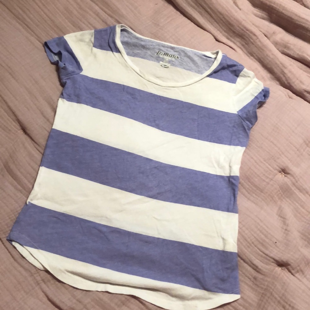 Girls Striped Short Sleeve Shirt - Size L (10-12)